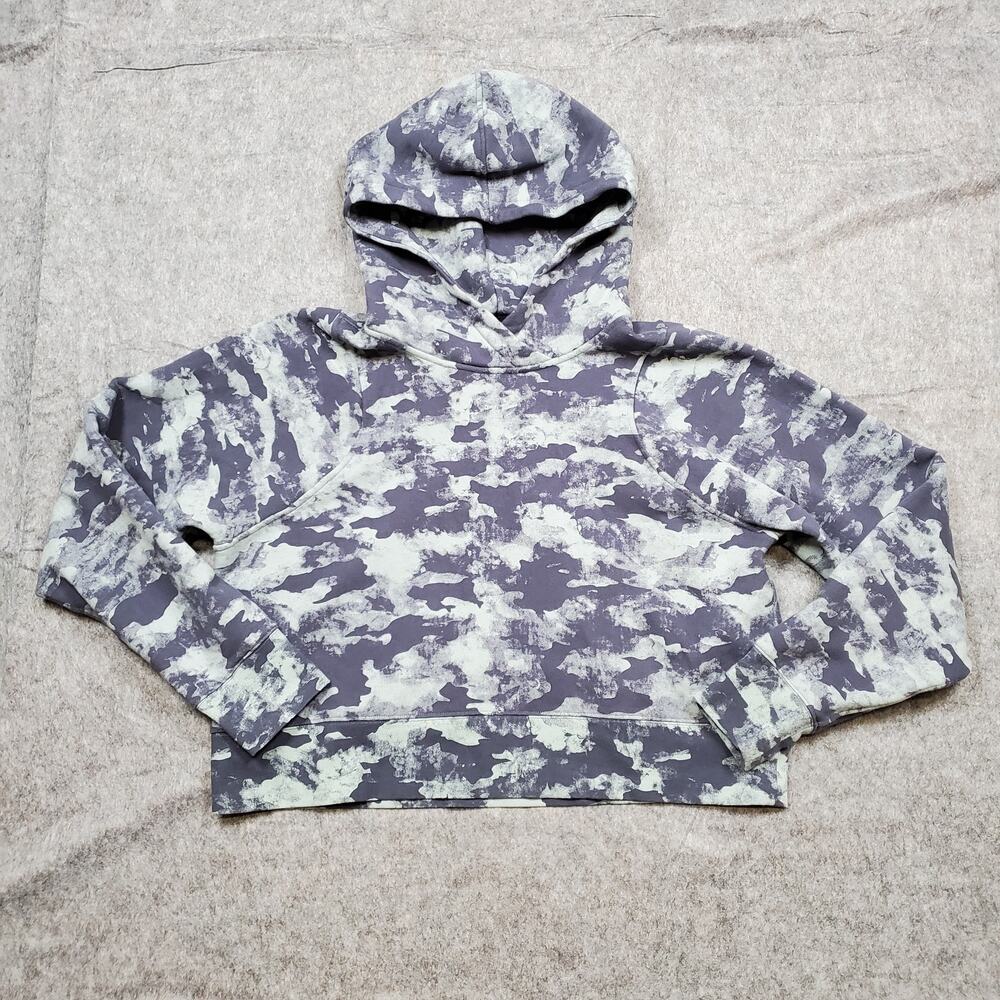 Lululemon‎ Hoodie Womens Medium? Loungeful Cropped Heritage Camo Wash Blue Multi
